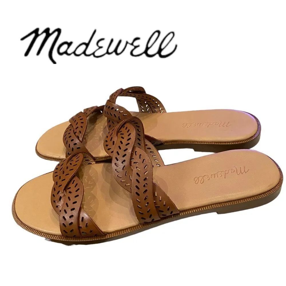 MADEWELL Twist Strap Cora Flat English Saddle Sandals 7